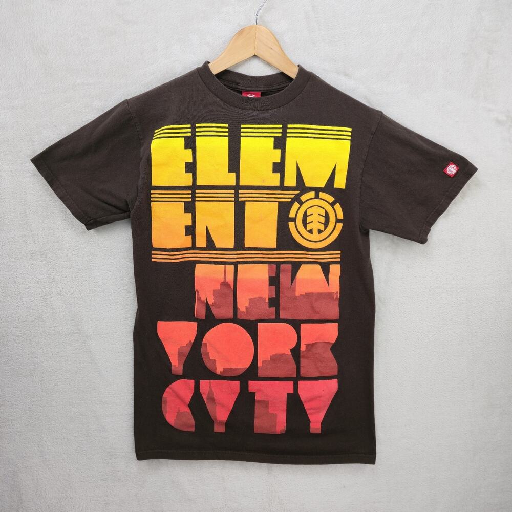 Vintage Element Skateboards Shirt Medium Brown New York City Big Y2K Skate